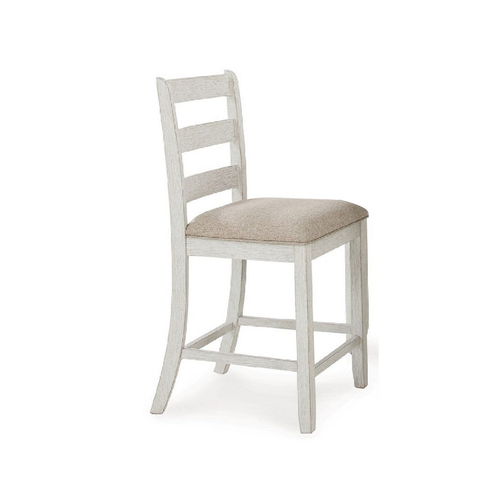 Kemo 7pc Counter Height Dining Table Set | 6 Ladderback Chairs | White Brown