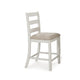 Kemo 7pc Counter Height Dining Table Set | 6 Ladderback Chairs | White Brown