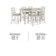 Kemo 7pc Counter Height Dining Table Set | 6 Ladderback Chairs | White Brown