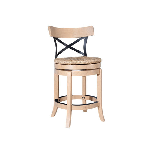 Mia Swivel Counter Stool Chair | Black Metal Cross Back | Blonde Oak Brown