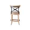Mia Swivel Counter Stool Chair | Black Metal Cross Back | Blonde Oak Brown
