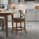 Mia Swivel Counter Stool Chair | Black Metal Cross Back | Blonde Oak Brown