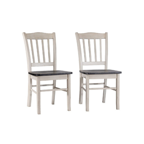 Nova Dining Side Chair Set of 2 | Euro Black Wood Seat | Antique White