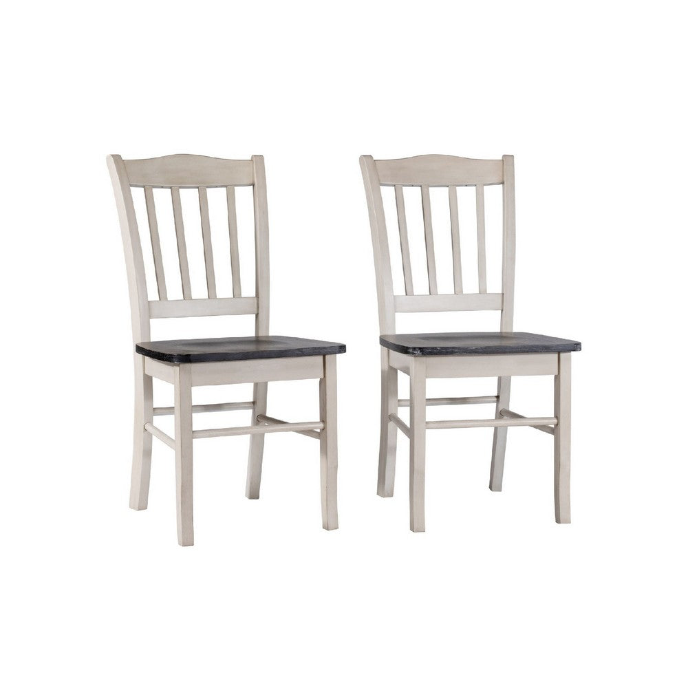 Nova Dining Side Chair Set of 2 | Euro Black Wood Seat | Antique White