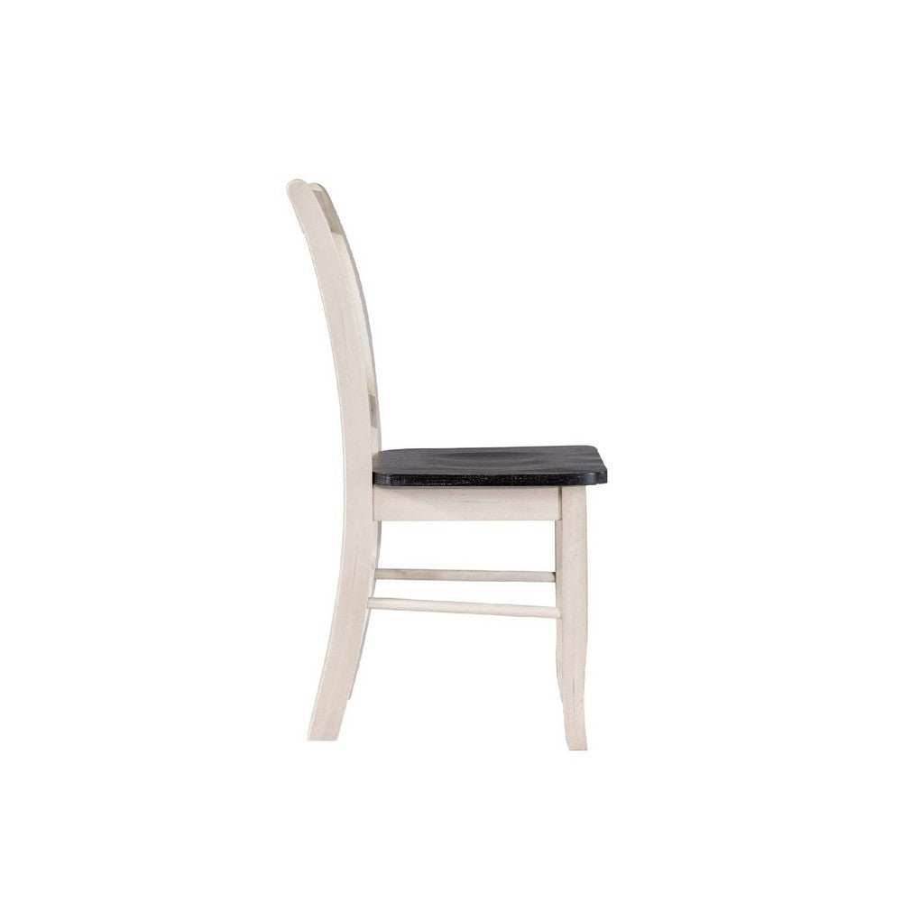 Nova Dining Side Chair Set of 2 | Euro Black Wood Seat | Antique White