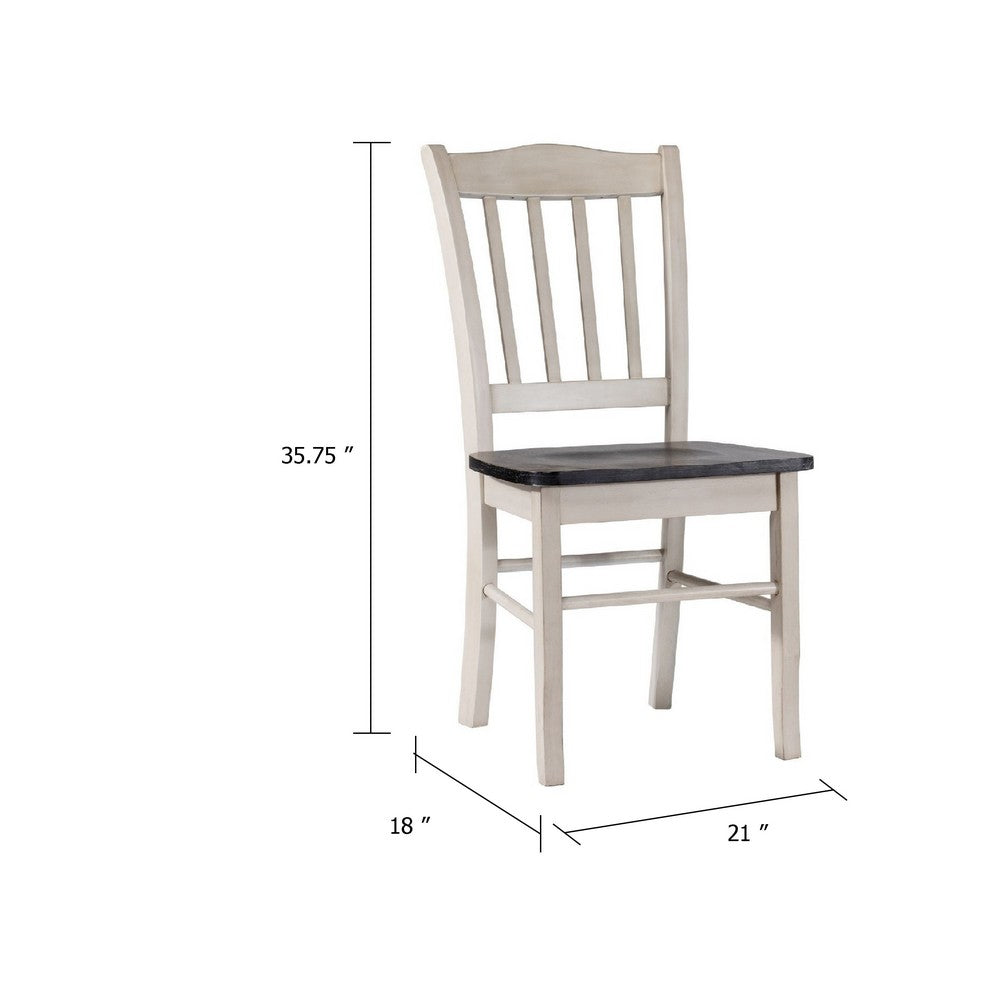 Nova Dining Side Chair Set of 2 | Euro Black Wood Seat | Antique White