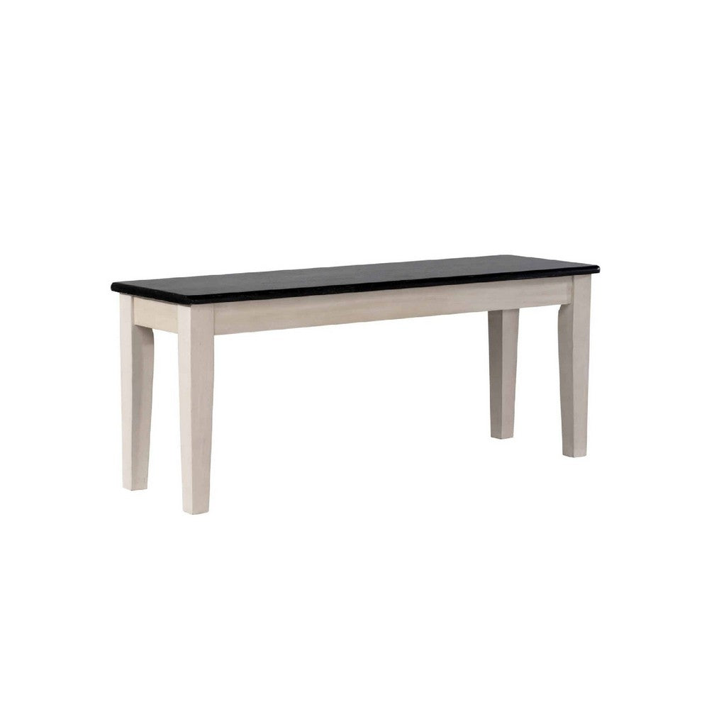 Nova Dining Bench | 44" Euro Black Ash Wood Seat | Antique White