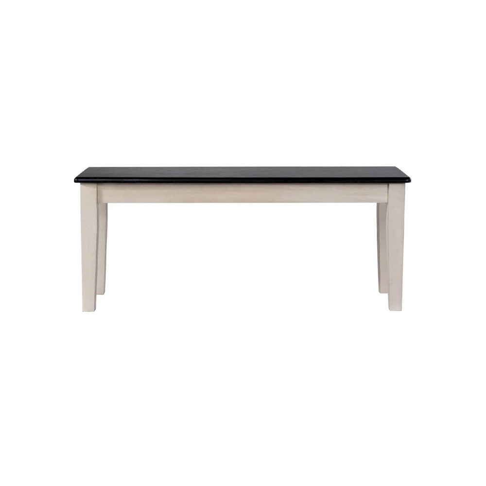 Nova Dining Bench | 44" Euro Black Ash Wood Seat | Antique White