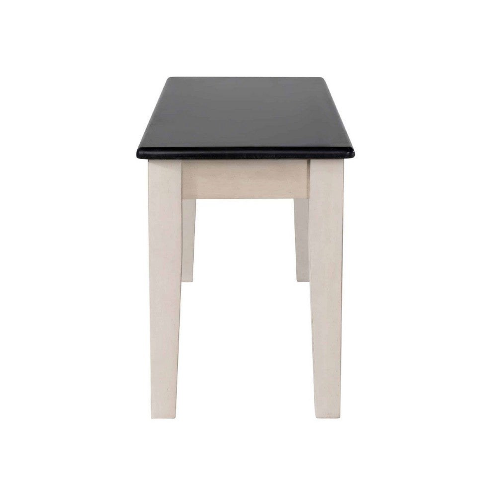 Nova Dining Bench | 44" Euro Black Ash Wood Seat | Antique White