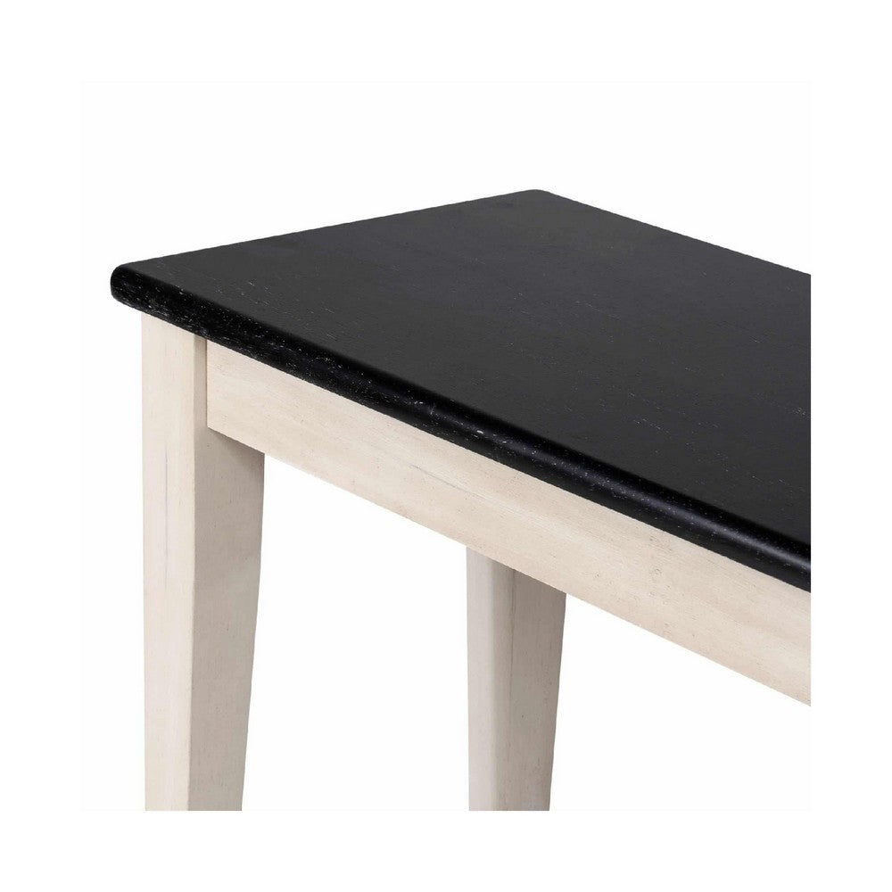 Nova Dining Bench | 44" Euro Black Ash Wood Seat | Antique White