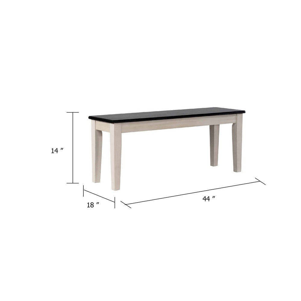 Nova Dining Bench | 44" Euro Black Ash Wood Seat | Antique White
