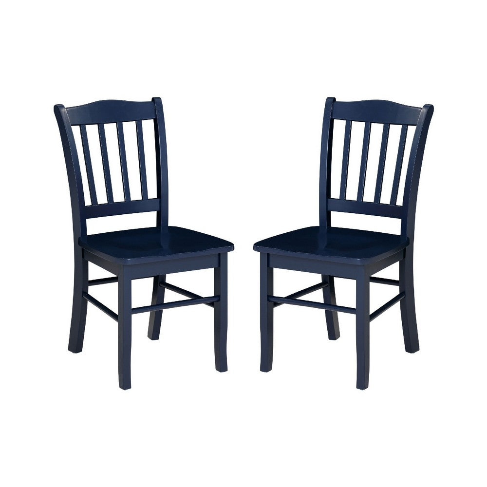 Nova Dining Side Chair Set of 2 | Shaker Style | Farmhouse Navy Blue Wood