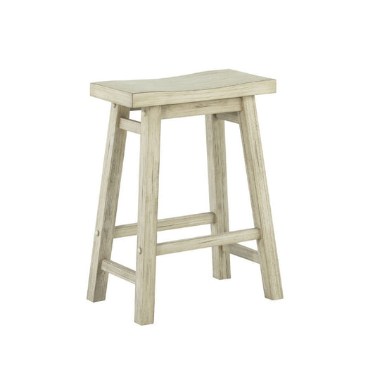 Amber Counter Height Stool | Saddle Seat | Backless | Weathered Gray Wood