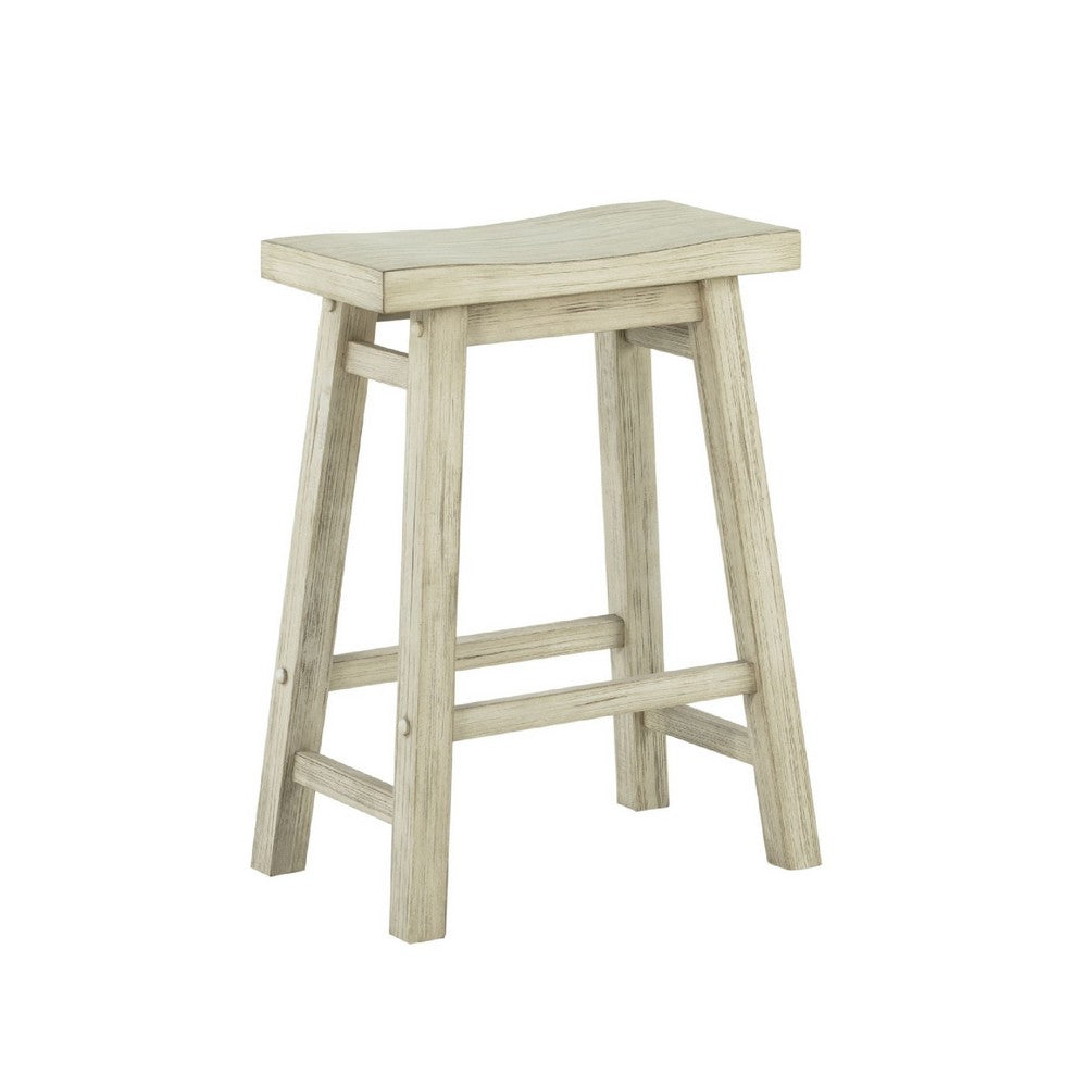 Amber Counter Height Stool | Saddle Seat | Backless | Weathered Gray Wood