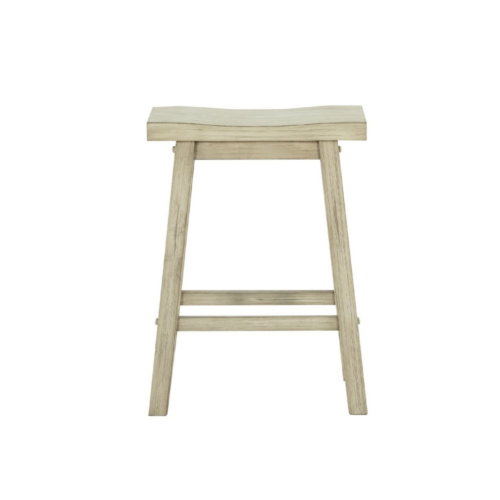 Amber Counter Height Stool | Saddle Seat | Backless | Weathered Gray Wood
