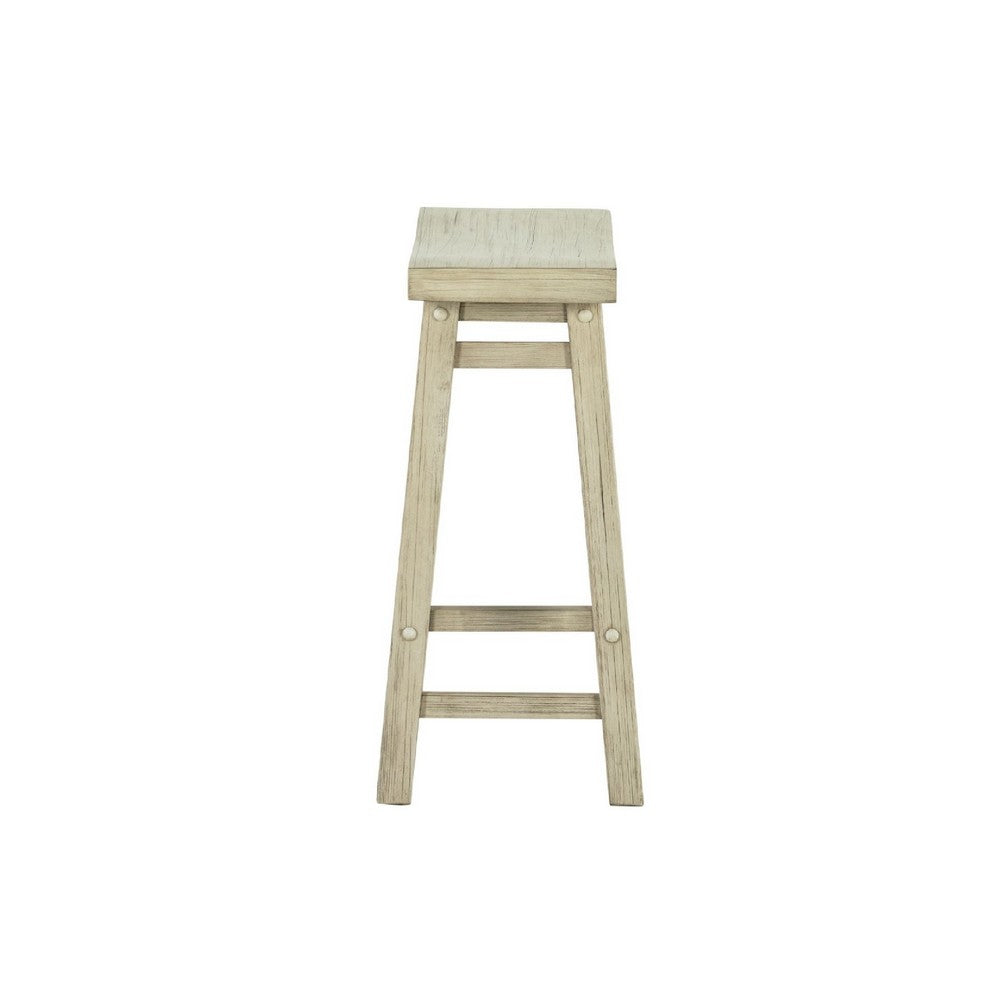 Amber Counter Height Stool | Saddle Seat | Backless | Weathered Gray Wood