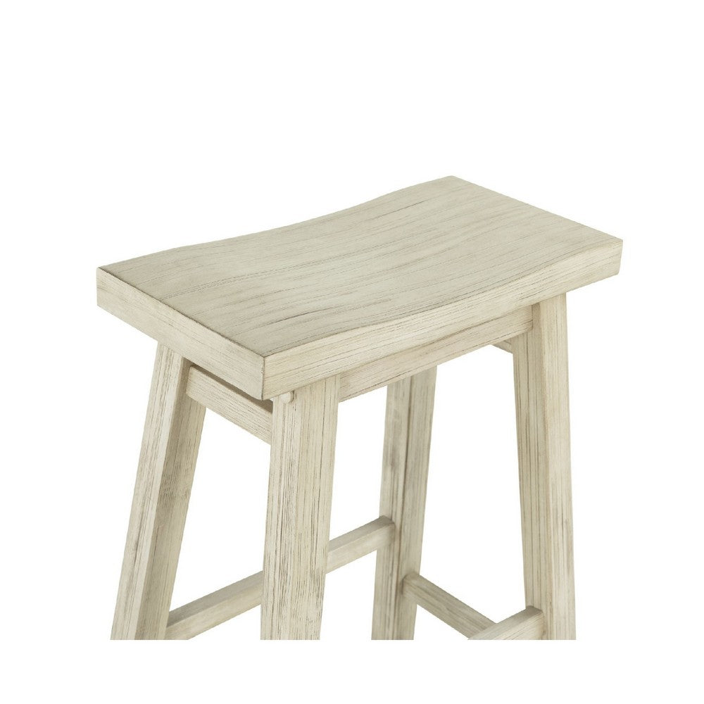 Amber Counter Height Stool | Saddle Seat | Backless | Weathered Gray Wood