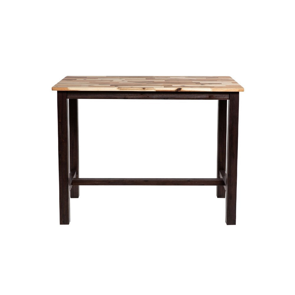 Amber Pub Table | 47" Rectangular Top | Espresso Brown Trestle Base