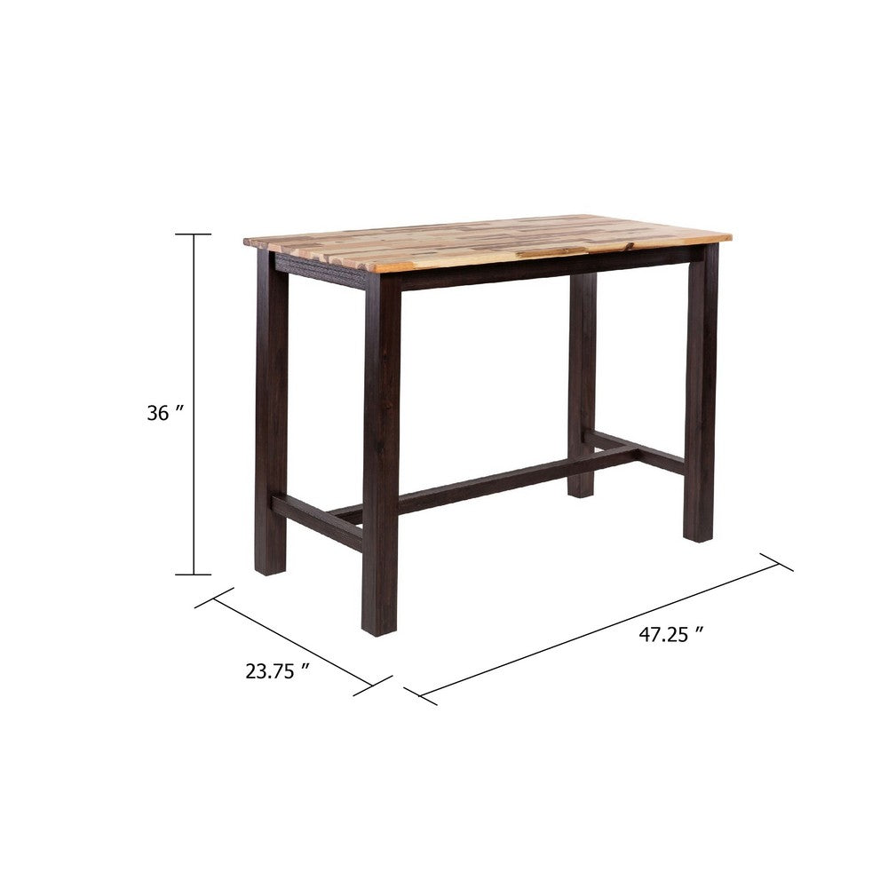 Amber Pub Table | 47" Rectangular Top | Espresso Brown Trestle Base