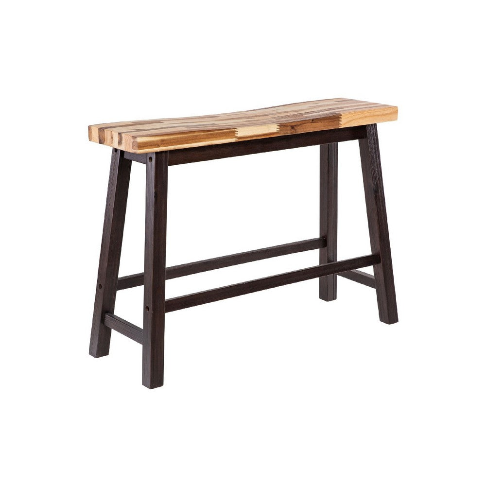 Amber Counter Height Bench | 33" Natural Brown Seat | Espresso Brown