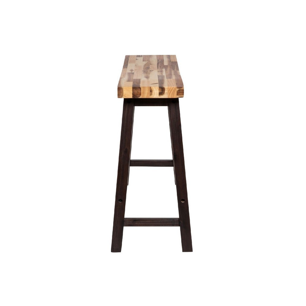 Amber Counter Height Bench | 33" Natural Brown Seat | Espresso Brown