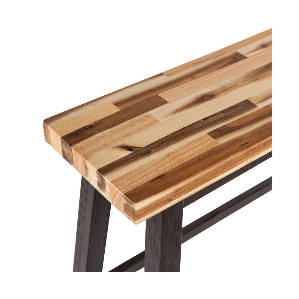 Amber Counter Height Bench | 33" Natural Brown Seat | Espresso Brown