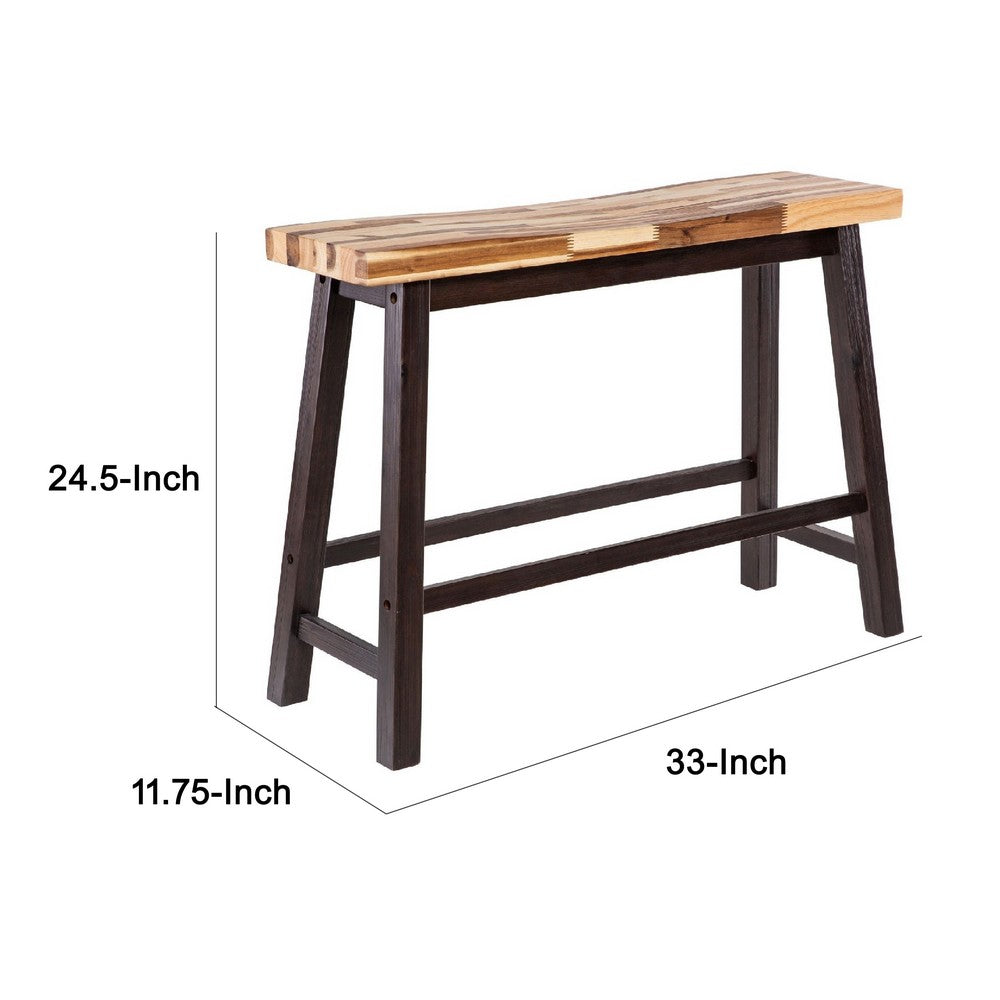 Amber Counter Height Bench | 33" Natural Brown Seat | Espresso Brown