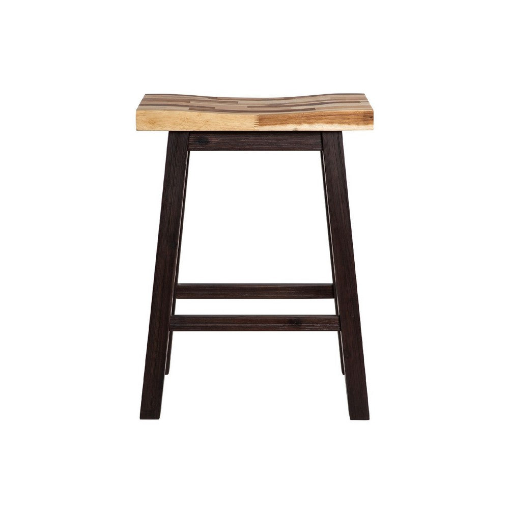 Amber Counter Height Stool | Saddle Seat | Espresso Brown Wood