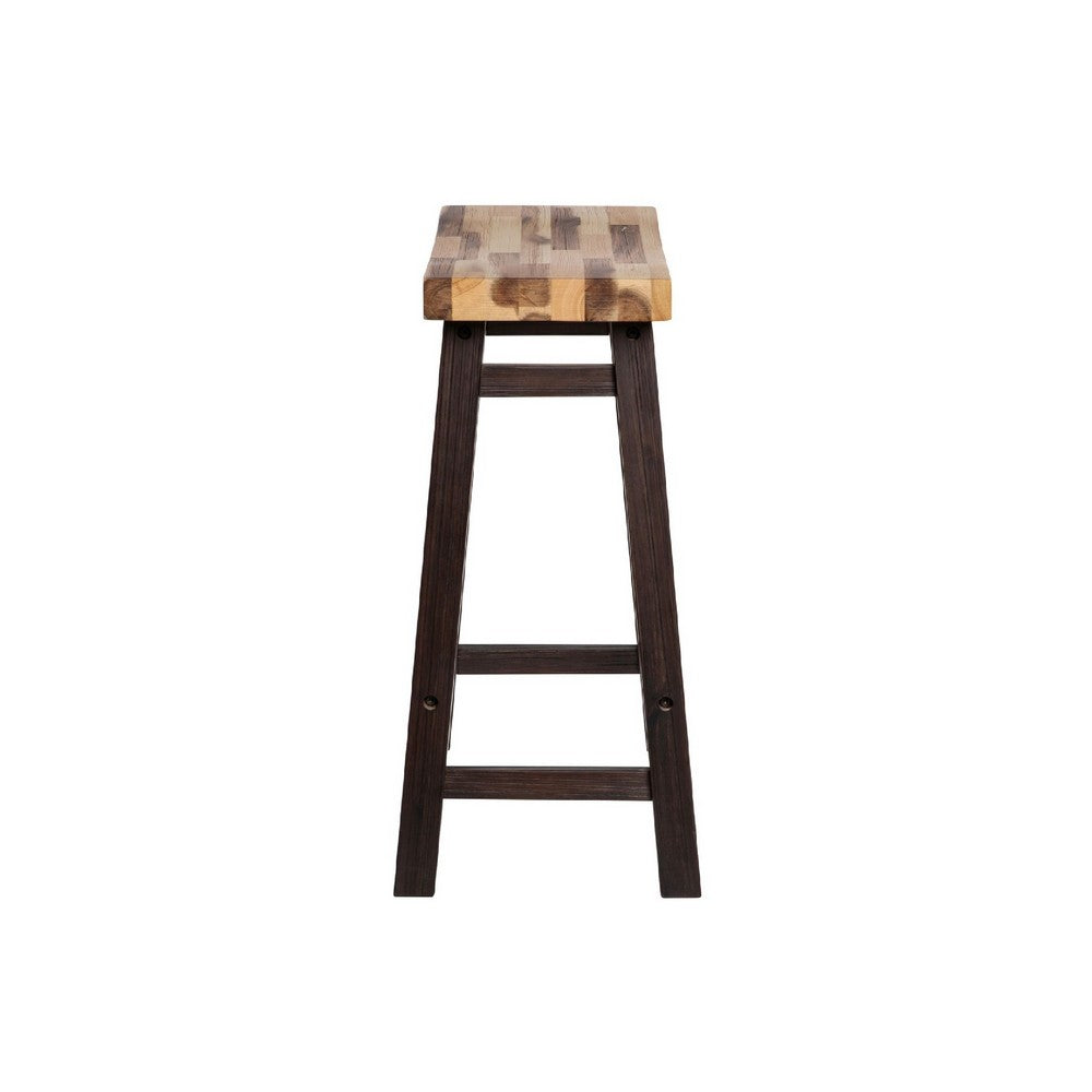 Amber Counter Height Stool | Saddle Seat | Espresso Brown Wood