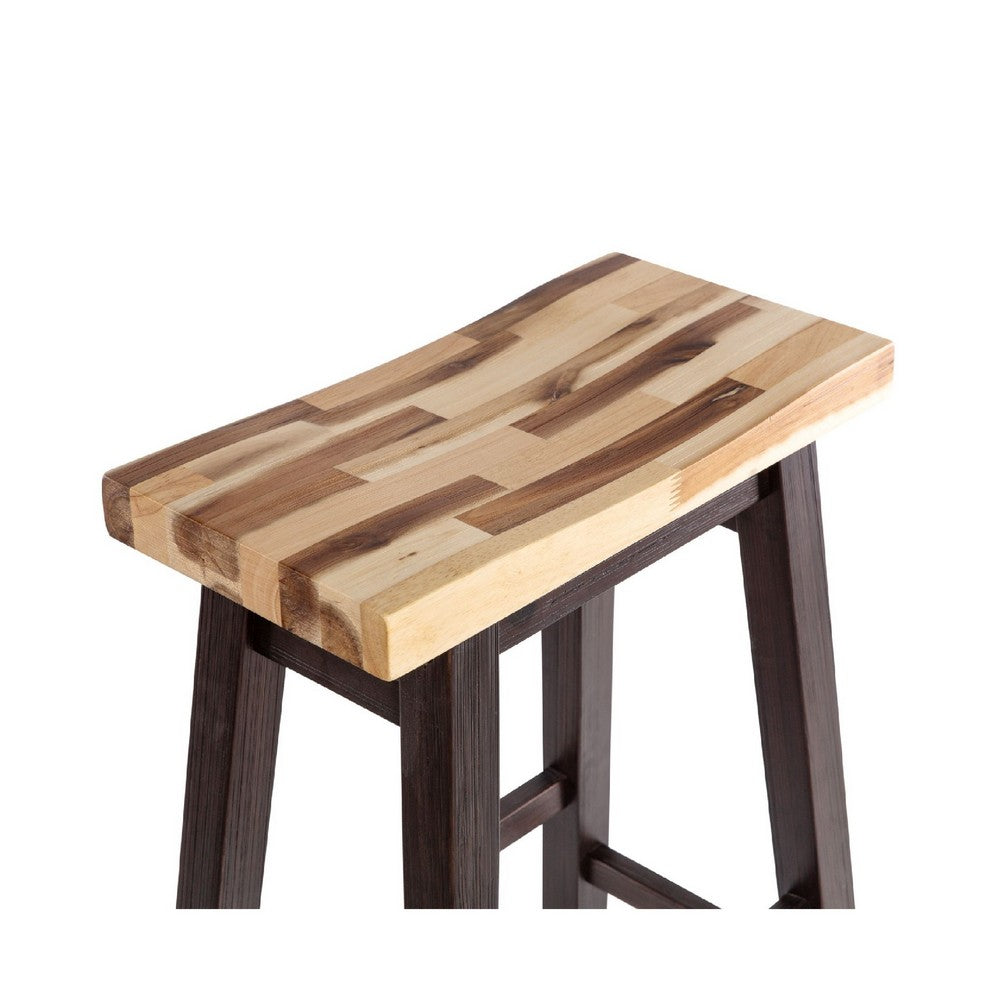 Amber Counter Height Stool | Saddle Seat | Espresso Brown Wood
