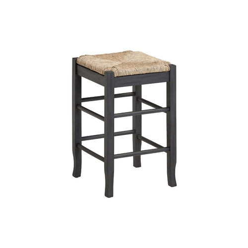 Sezy Counter Height Stool | Rush Rattan Square Seat | Charcoal Gray Base