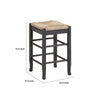 Sezy Counter Height Stool | Rush Rattan Square Seat | Charcoal Gray Base