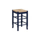 Sezy Counter Height Stool | Rush Rattan Square Seat | Navy Blue Base
