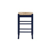 Sezy Counter Height Stool | Rush Rattan Square Seat | Navy Blue Base