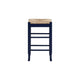 Sezy Counter Height Stool | Rush Rattan Square Seat | Navy Blue Base