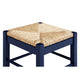 Sezy Counter Height Stool | Rush Rattan Square Seat | Navy Blue Base