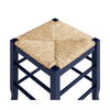 Sezy Counter Height Stool | Rush Rattan Square Seat | Navy Blue Base