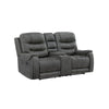 Erron Manual Reclining Loveseat w Cupholder Console | Dark Gray Microfiber