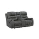Erron Manual Reclining Loveseat w Cupholder Console | Dark Gray Microfiber