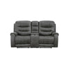 Erron Manual Reclining Loveseat w Cupholder Console | Dark Gray Microfiber