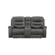 Erron Manual Reclining Loveseat w Cupholder Console | Dark Gray Microfiber