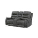 Erron Manual Reclining Loveseat w Cupholder Console | Dark Gray Microfiber