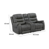 Erron Manual Reclining Loveseat w Cupholder Console | Dark Gray Microfiber