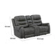 Erron Manual Reclining Loveseat w Cupholder Console | Dark Gray Microfiber