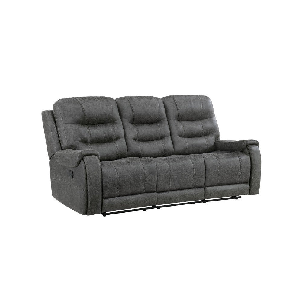 Erron Manual Reclining Sofa | 3 Seater | Dark Gray Polished Microfiber