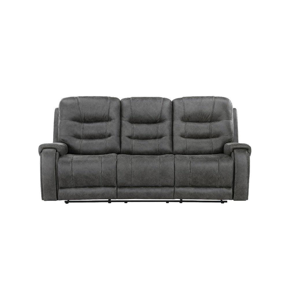 Erron Manual Reclining Sofa | 3 Seater | Dark Gray Polished Microfiber