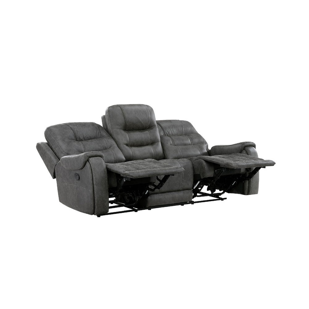Erron Manual Reclining Sofa | 3 Seater | Dark Gray Polished Microfiber