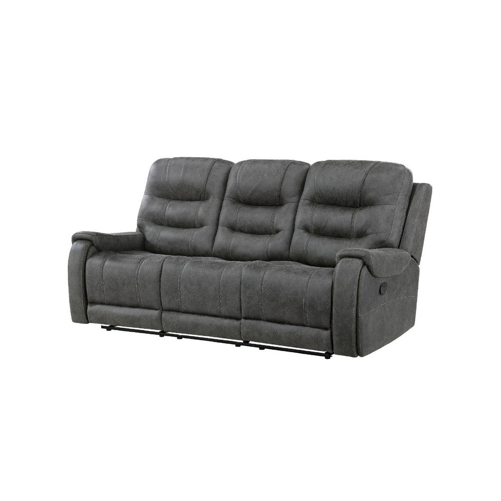 Erron Manual Reclining Sofa | 3 Seater | Dark Gray Polished Microfiber