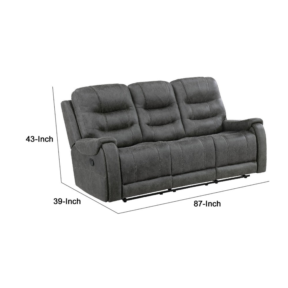 Erron Manual Reclining Sofa | 3 Seater | Dark Gray Polished Microfiber