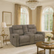 Diti Manual Reclining Loveseat w Console | Cupholders | Brown Microfiber